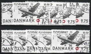 FRIMÆRKER DANMARK | 2000 - AFA 1264 - Flyvevåbnet 50 år. - 9,75 Kr. sort/rød x 10 stk. - Pænt hjørnestemplet